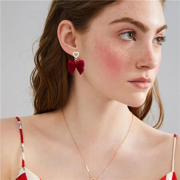 Velvet Drop Earrings – Unique Statement Design, Alloy & Fabric, Gift-Ready - Picture 5 of 5